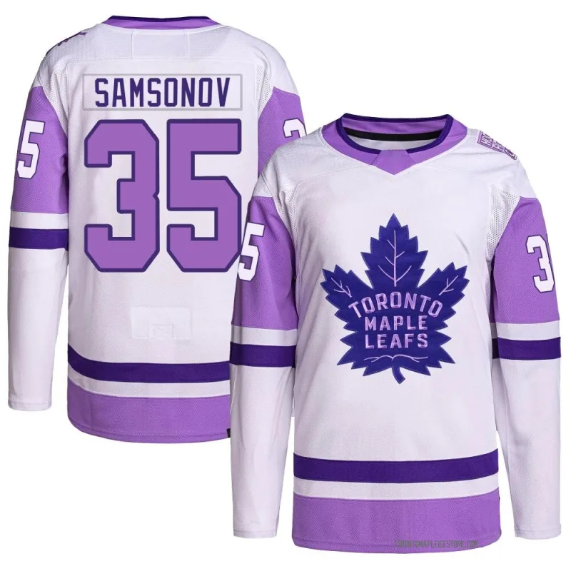 No30 Ilya Samsonov Purple Authentic Fights Cancer Stitched Youth NHL Jersey
